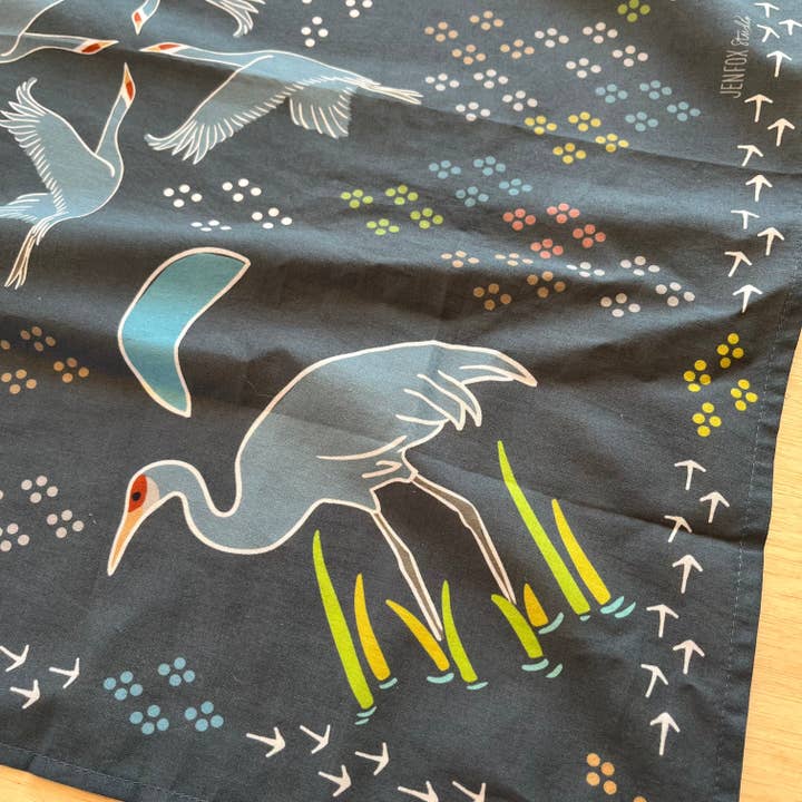 Jen Fox Studio - Wholesale Bandana - Women's - Sandhill Crane Bandana in Organic Cotton2