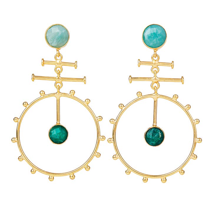 Amazonit- och smaragdspokerringar för wholesale av Elyssa Bass Designs