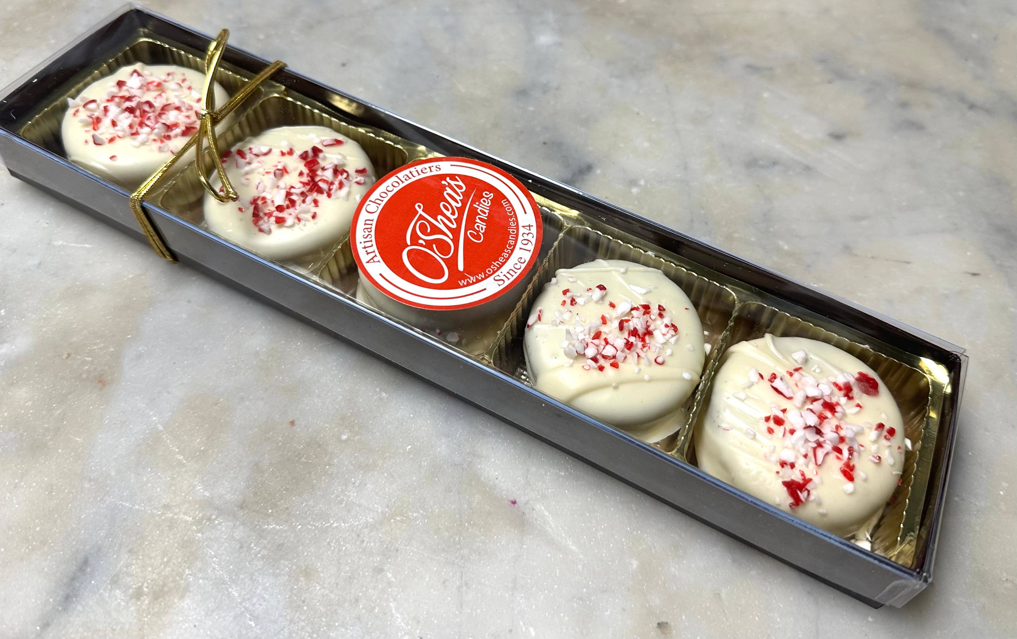 O'Shea's Candies Sweet Shop - Wholesale Chocolate Covered Sweets -  5 Pack O’Oreo “White Choc Peppermint” Upscale Tray3