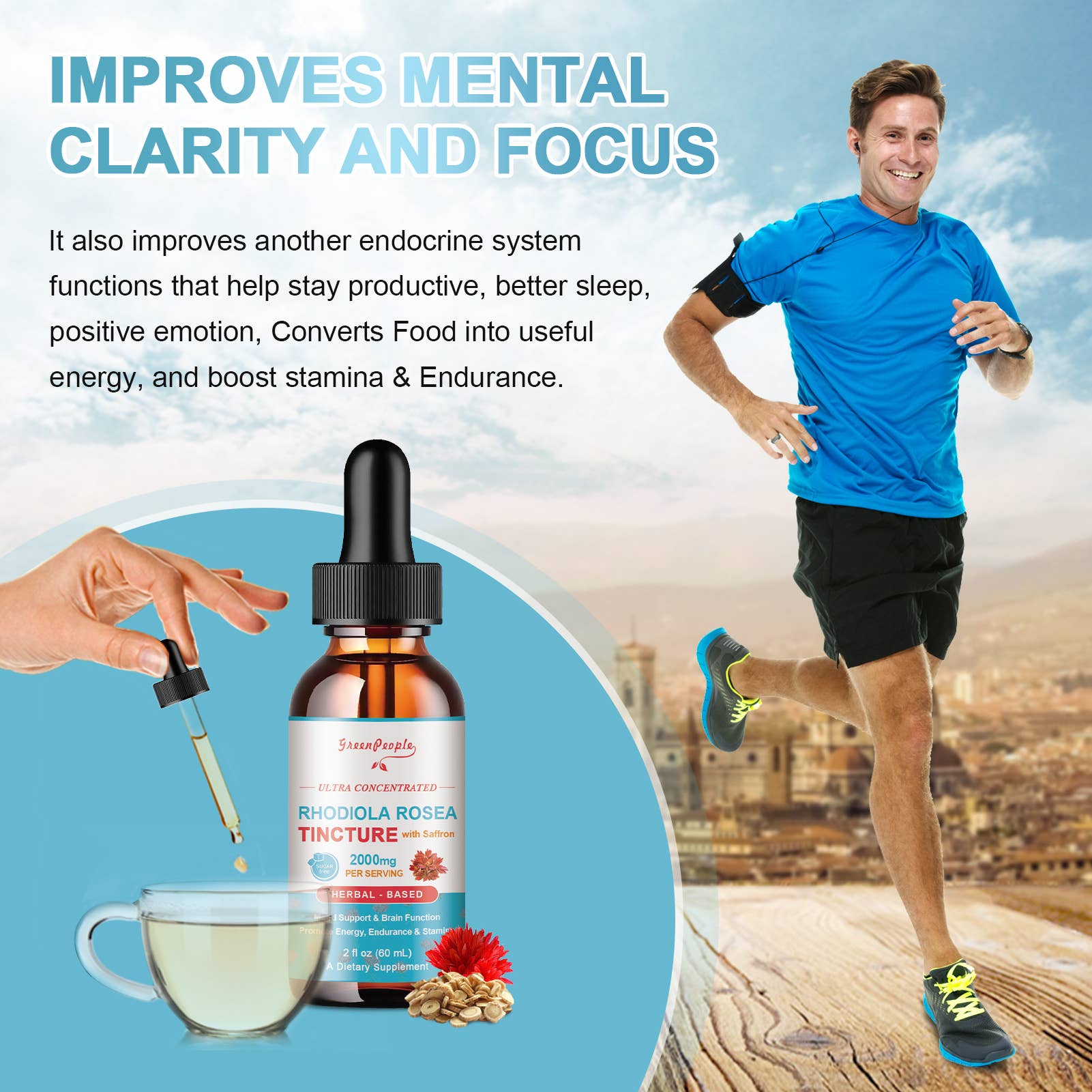 GreenPeople - Vente Supplément oral/vitamine - GREENPEOPLE (Lot de 12) Gouttes de Rhodiola Rosea Teinture 16-en-15