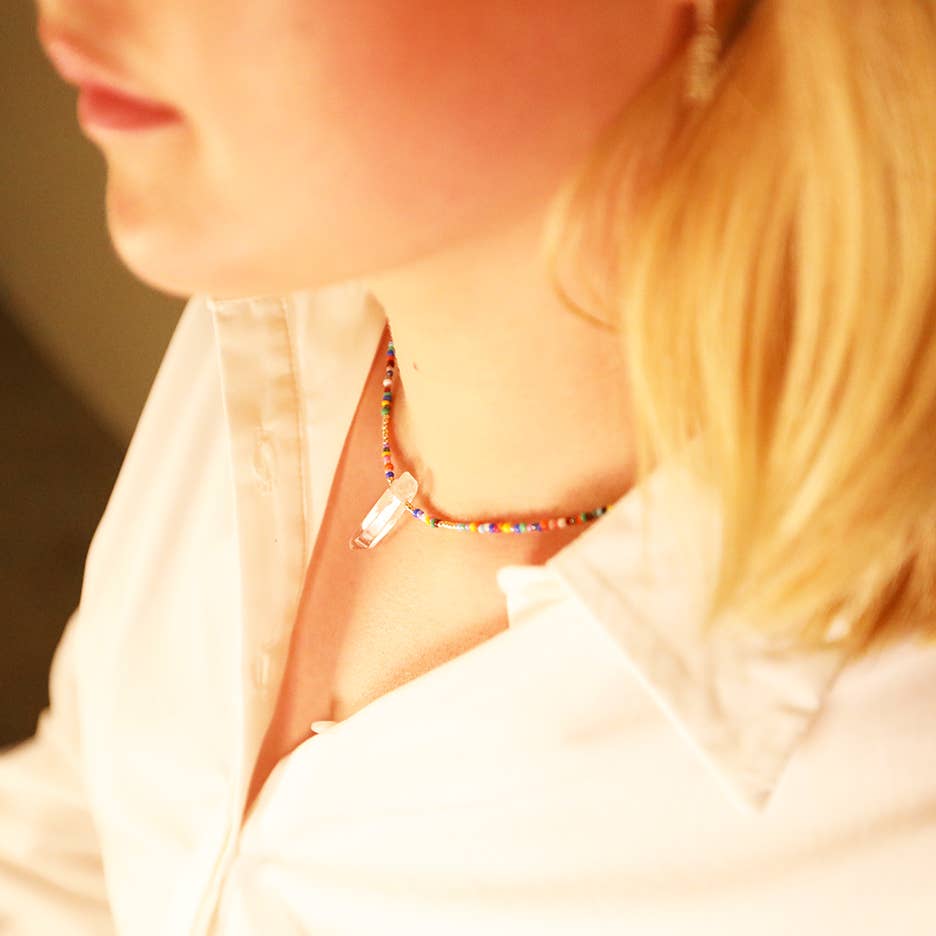 Be the Good - Wholesale Pendant/Charm Necklace - Crystal Point Seed Bead Necklace2