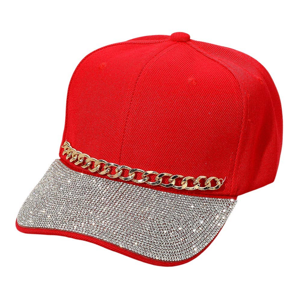 Sensibling Corp. - Wholesale Baseball Cap - Women's - Chain Detail Bling Studded Brim Baseball Cap5
