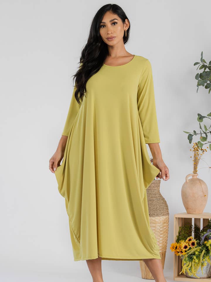 H&H Fashion Inc. - Wholesale Dress - Women's - SAN151R-SOLID - Harem Midi Dress