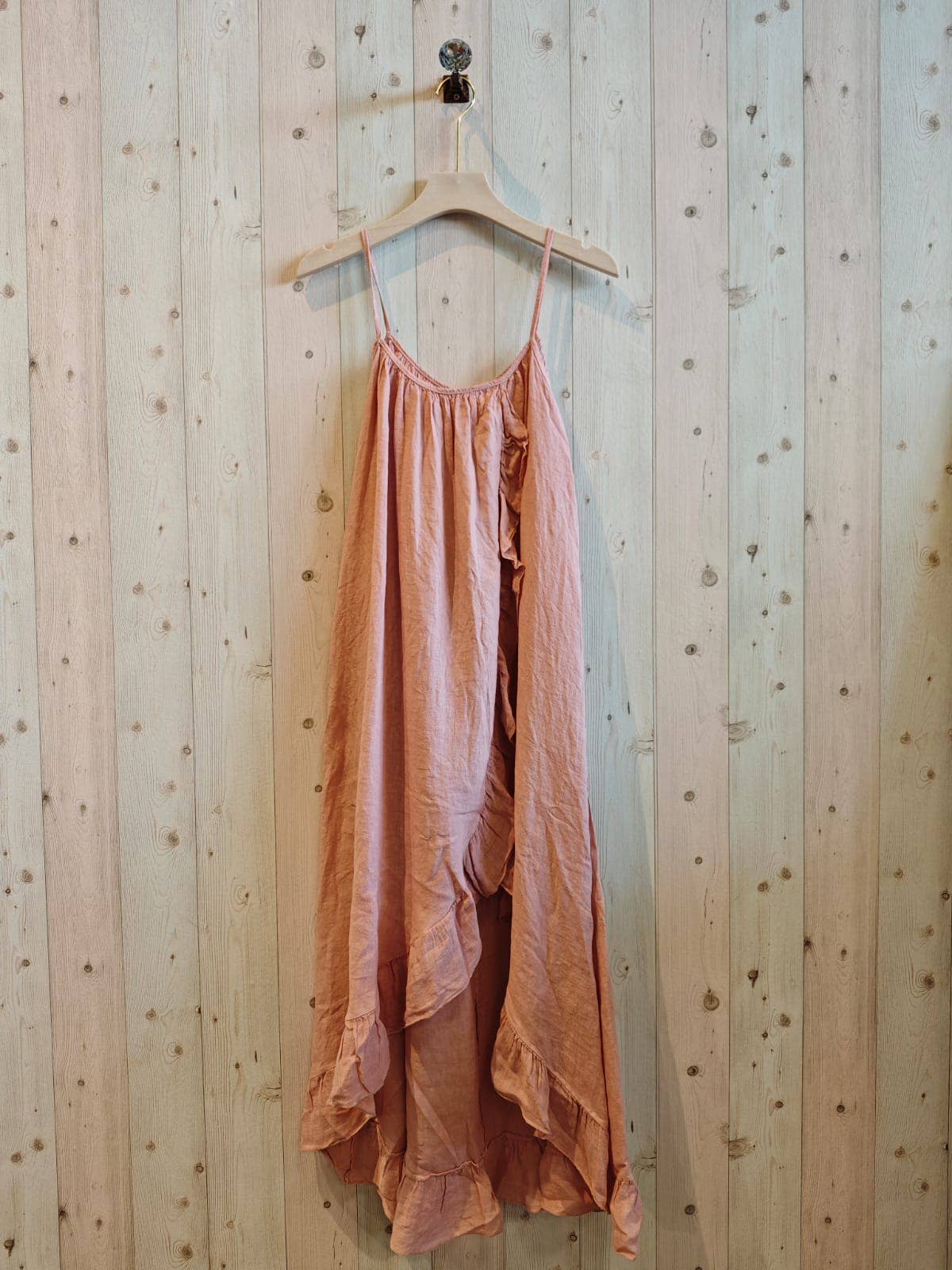 Linen & More - Wholesale Dress - Women's - REF 17621 DRESS WITH RUFFLE STRAP 100% LINEN4