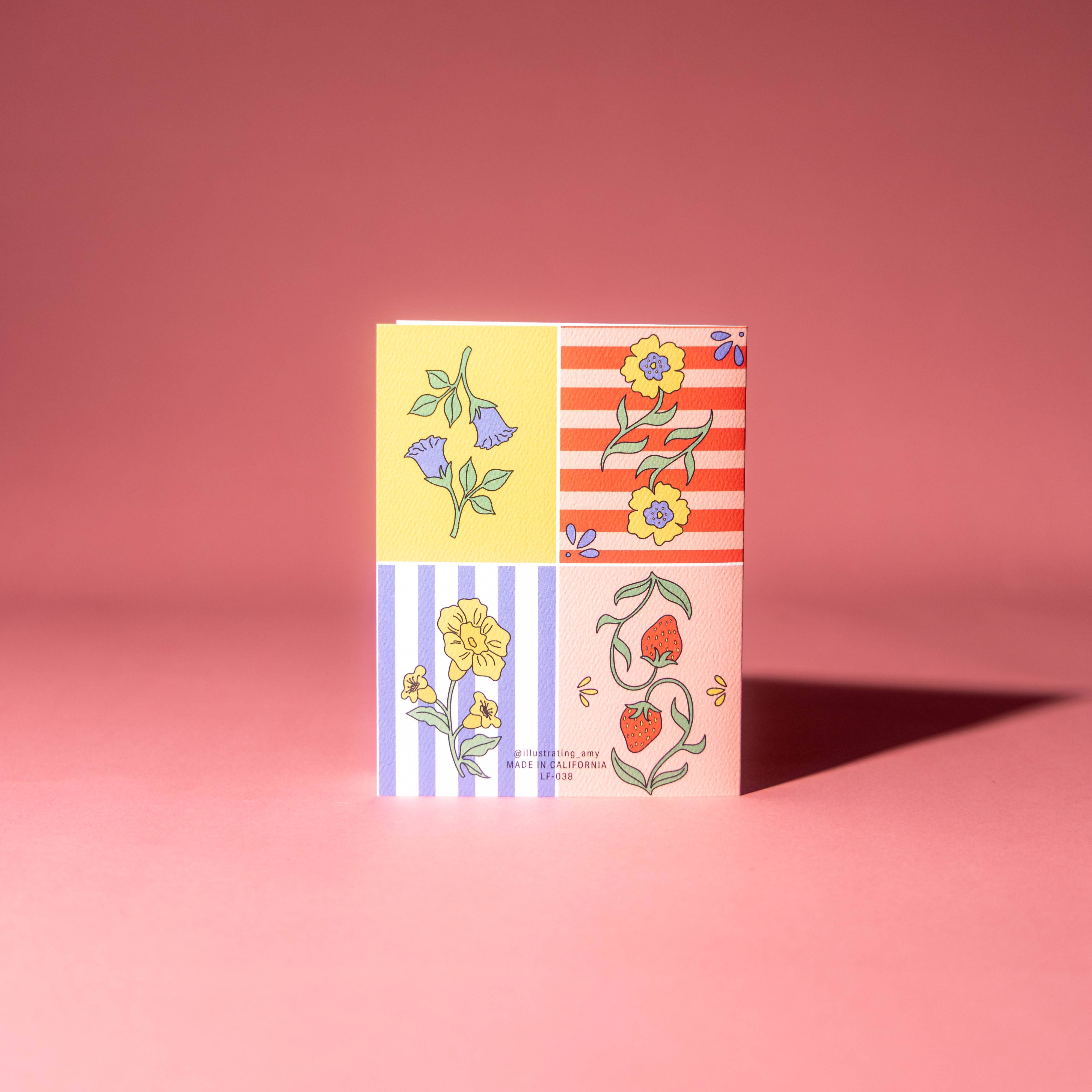 Illustrating Amy - Vente Cartes d'anniversaire - Carte florale patchwork4