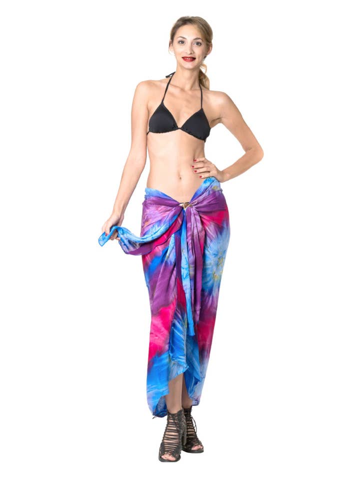 La Leela Paréo de Plage en Rayonne Teinté pour Femme Royal P04260 pour la vente par LA LEELA \ HAPPY BAY