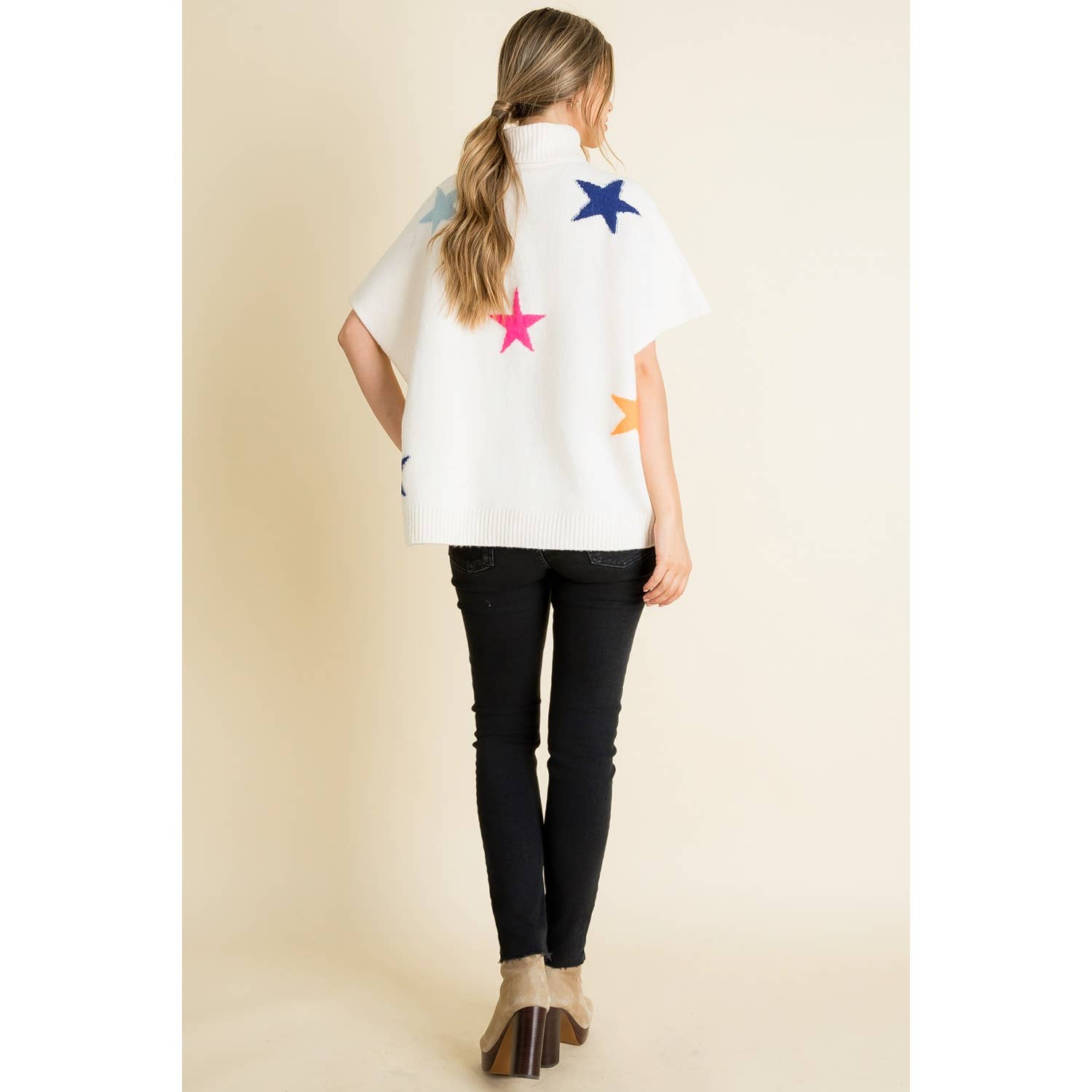 CREAM Star Pattern Poncho for wholesale on Faire5