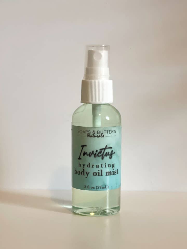 Invictus Hydrating Body Oil Mist for wholesale by Soaps and Butters