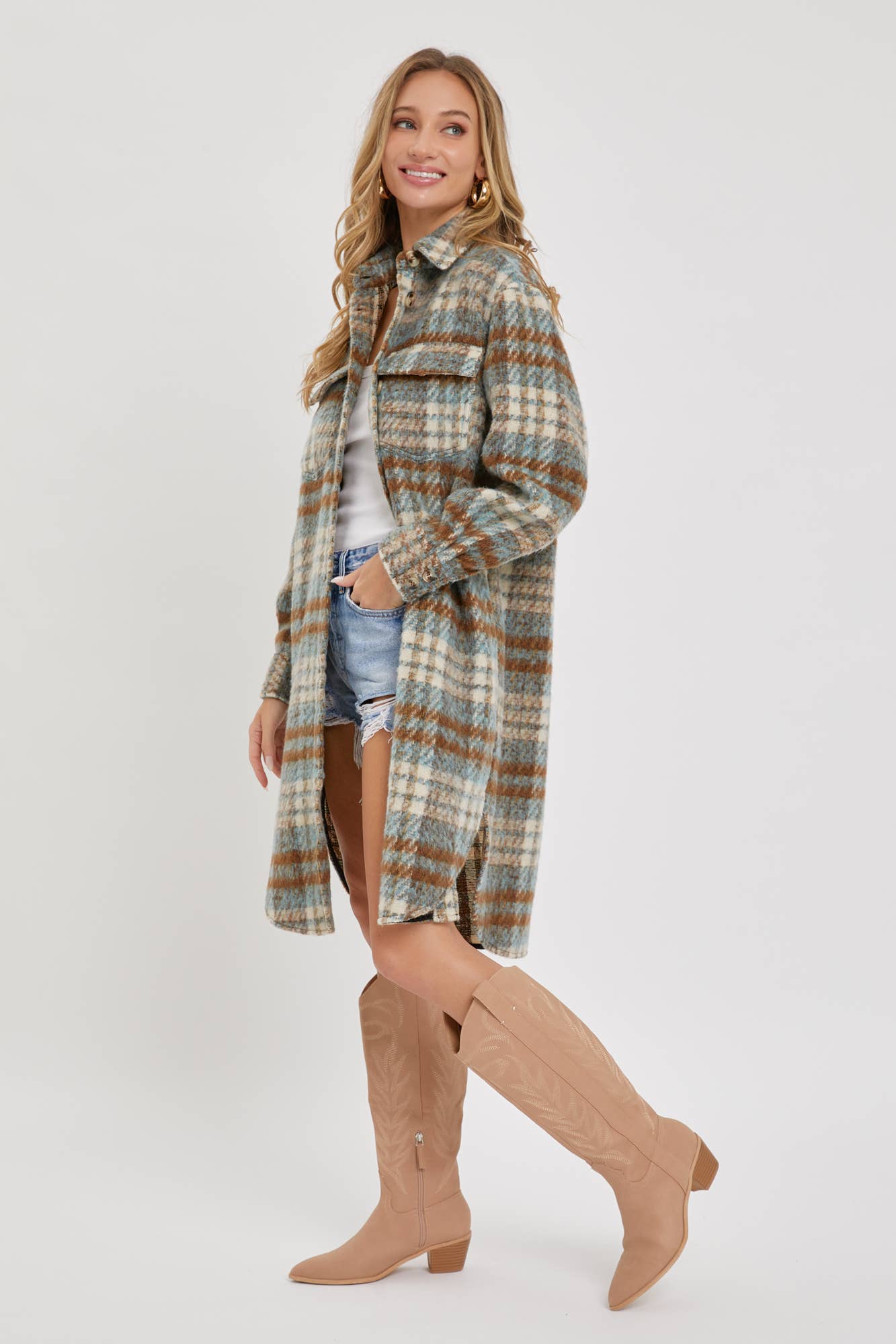 Sweet Lovely by Jen – Engroshandel Skjortejakke/shacket – til kvinder – SW1571 PLAID COAT/SHACKET2