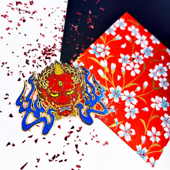Oni RÖD • Japansk Oni / Demon Yokai Pin för wholesale av Shishido Creative