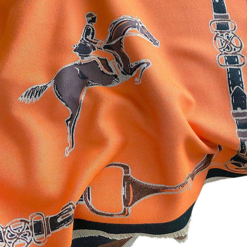 AWST Intl - Wholesale Scarf - Women's - AWST Int'l Hunter Horses Acrylic Cashmere Scarf3