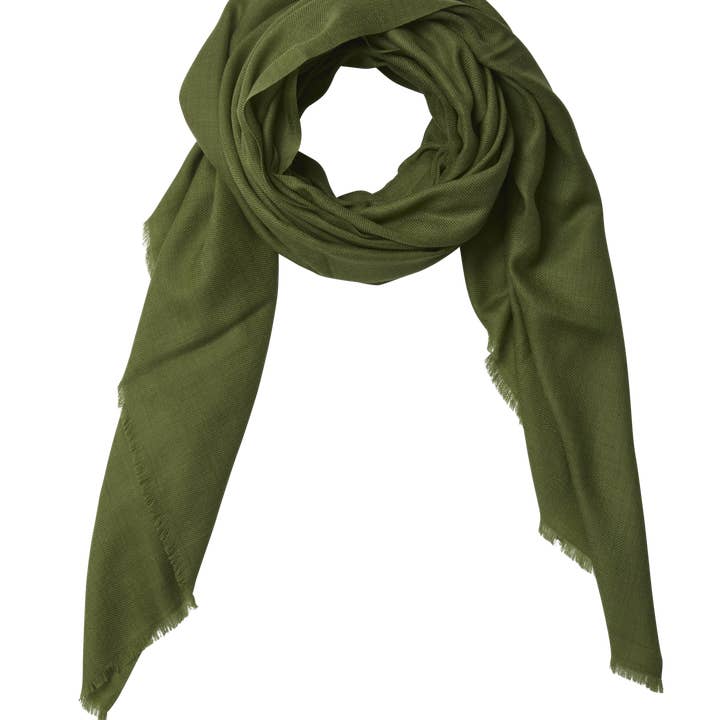 July To June - Wholesale Scarf - Women's - Pacha Olive cashmere scarf