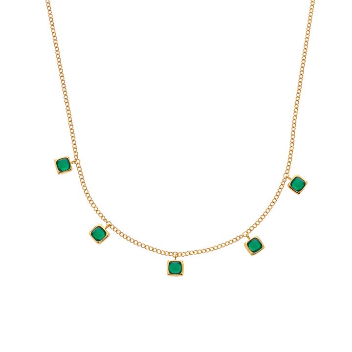 HDXGEM Square Necklace - Green Agate for wholesale by Hot Diamonds