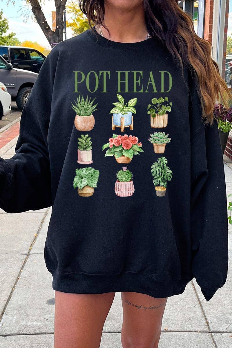 COLORBEAR - Wholesale T-Shirt (Graphic) - Women's - Pot Head Plant Lover Graphic Sweatshirt1