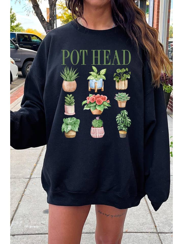 COLORBEAR - Wholesale T-Shirt (Graphic) - Women's - Pot Head Plant Lover Graphic Sweatshirt1