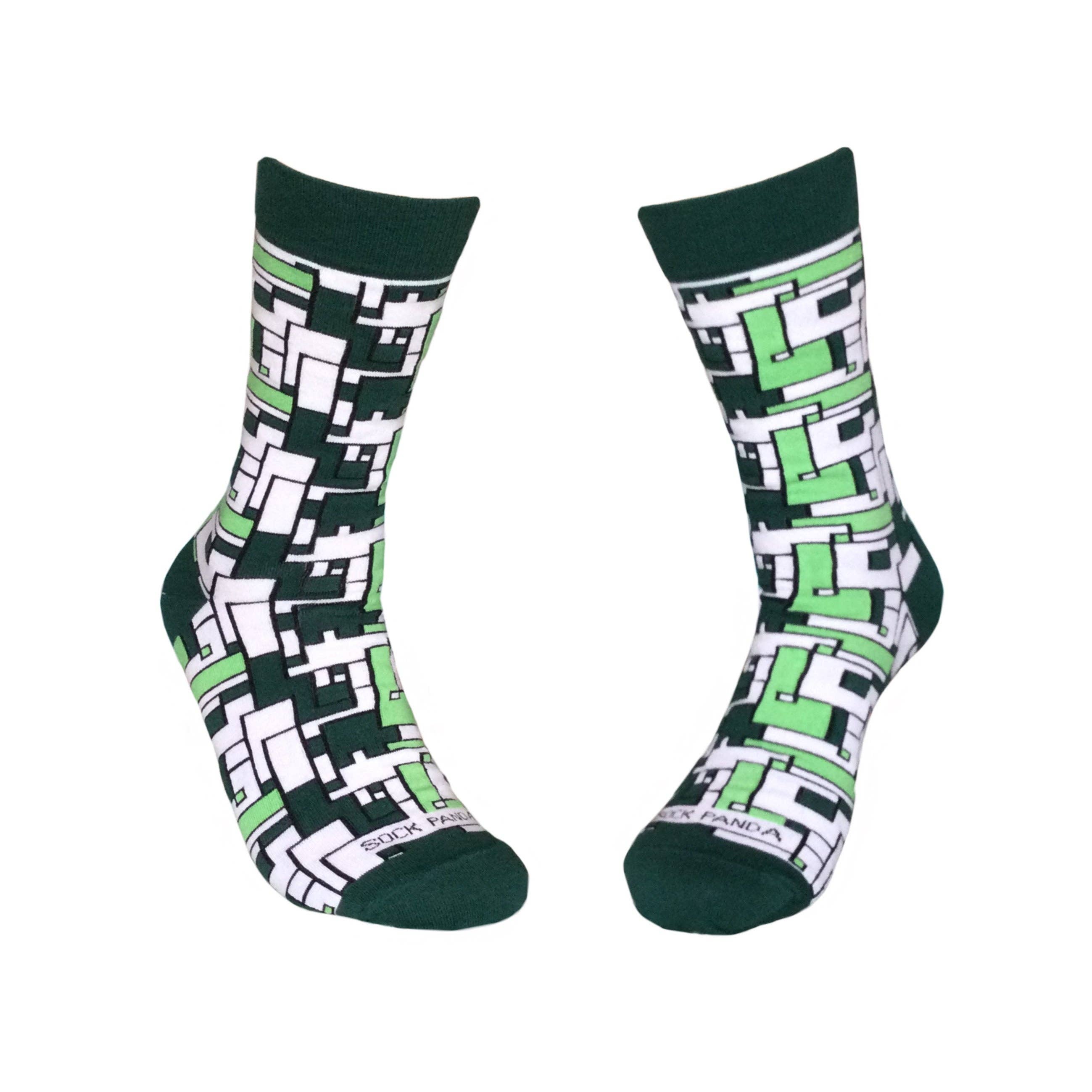 Sock Panda - Wholesale Socks - Unisex - Green Tetris Patterned Office Socks from the Sock Panda