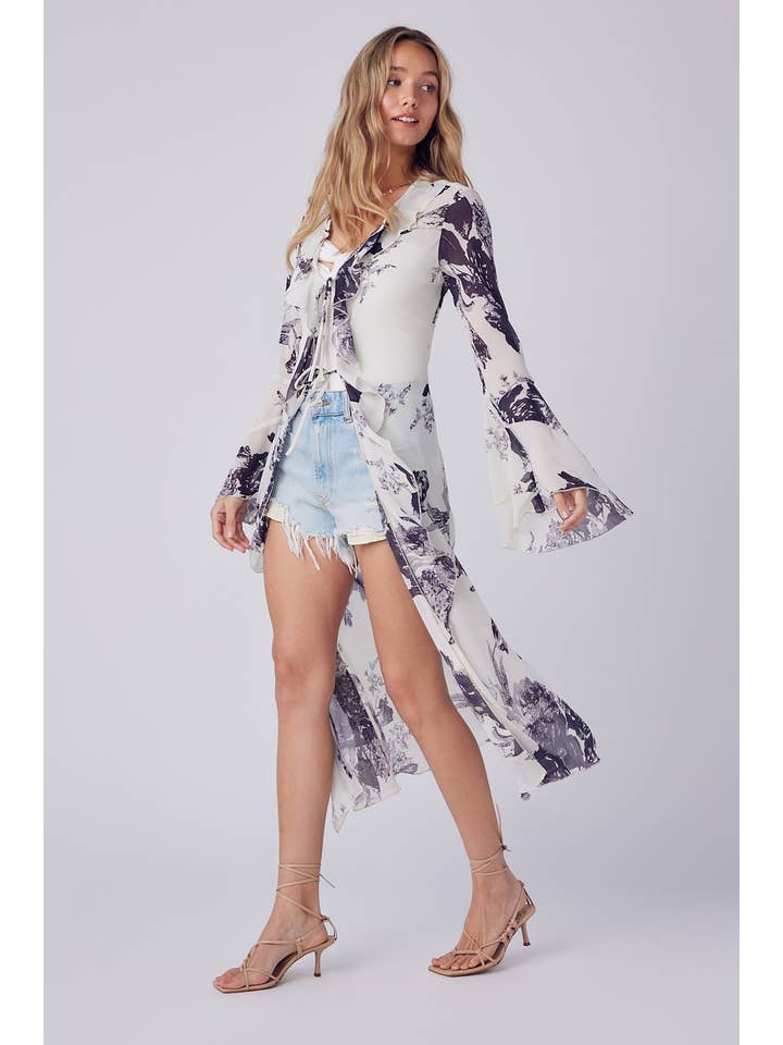 Bluivy - Wholesale Kimono - Women's - FLORAL PRINT RUFFLE KIMONO14