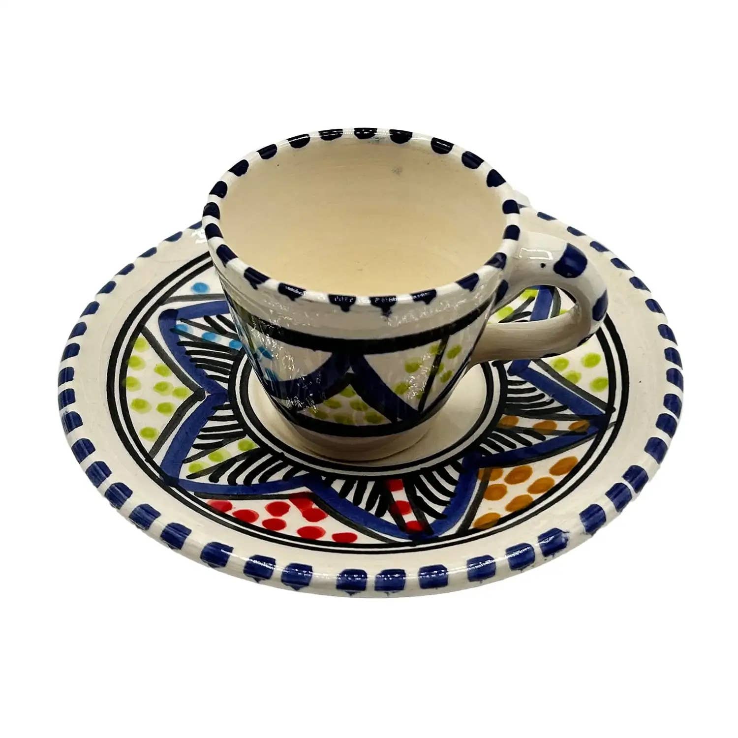 Etnico del Mondo - Wholesale Coffee/Tea Cup - Pair of Handmade Tunisian Ceramic Coffee Cups #14