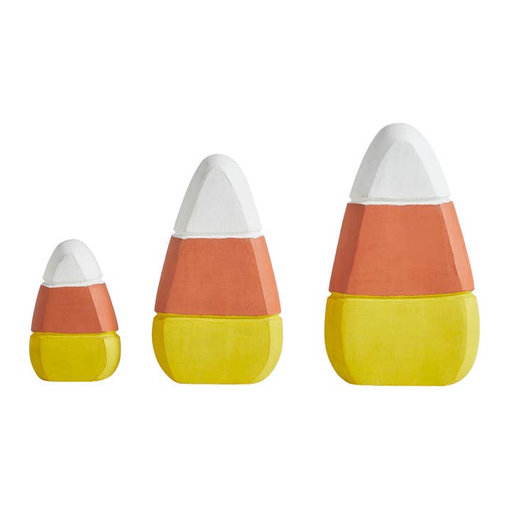 VHC Brands - Wholesale Decorative Tabletop Object - Fall Autumn Candy Corn Wooden Decor Set of 3 Assorted Sizes for Rustic Farmhouse Tabletop & Tiered Tray Display4