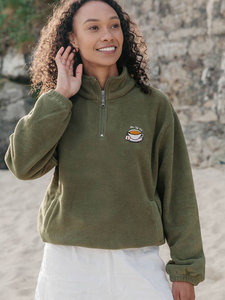 Morning Club Clothing - Wholesale Fleece - Women's - Spill The Tea Recycled Polyester Quarter Zip Fleece