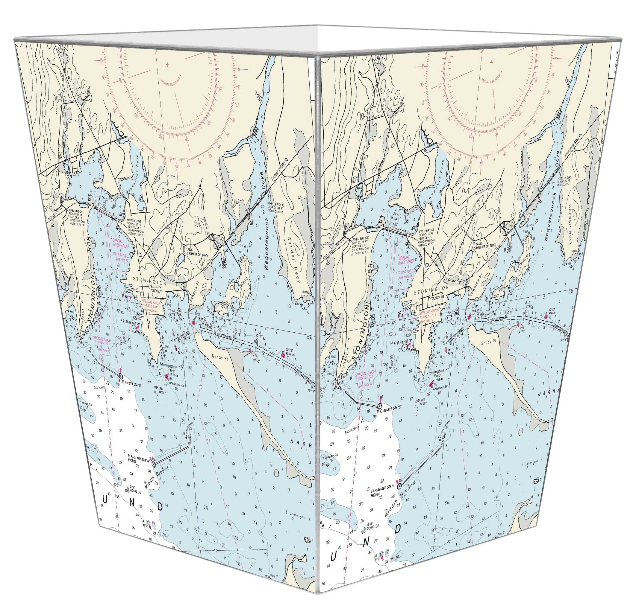 Marye-Kelley - Vente Poubelles/Corbeilles - WB2520 - Corbeille à papier pour cartes marines de Stonington, CT1