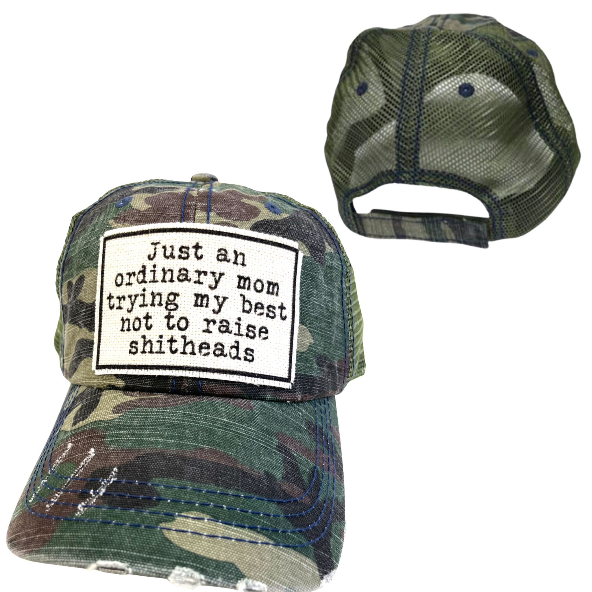 dkhandmade - Wholesale Trucker Hat - Women's - MOM TRYING NOT TO RAISE SHITHEADS | WOMAN'S HAT | DISTRESSED0