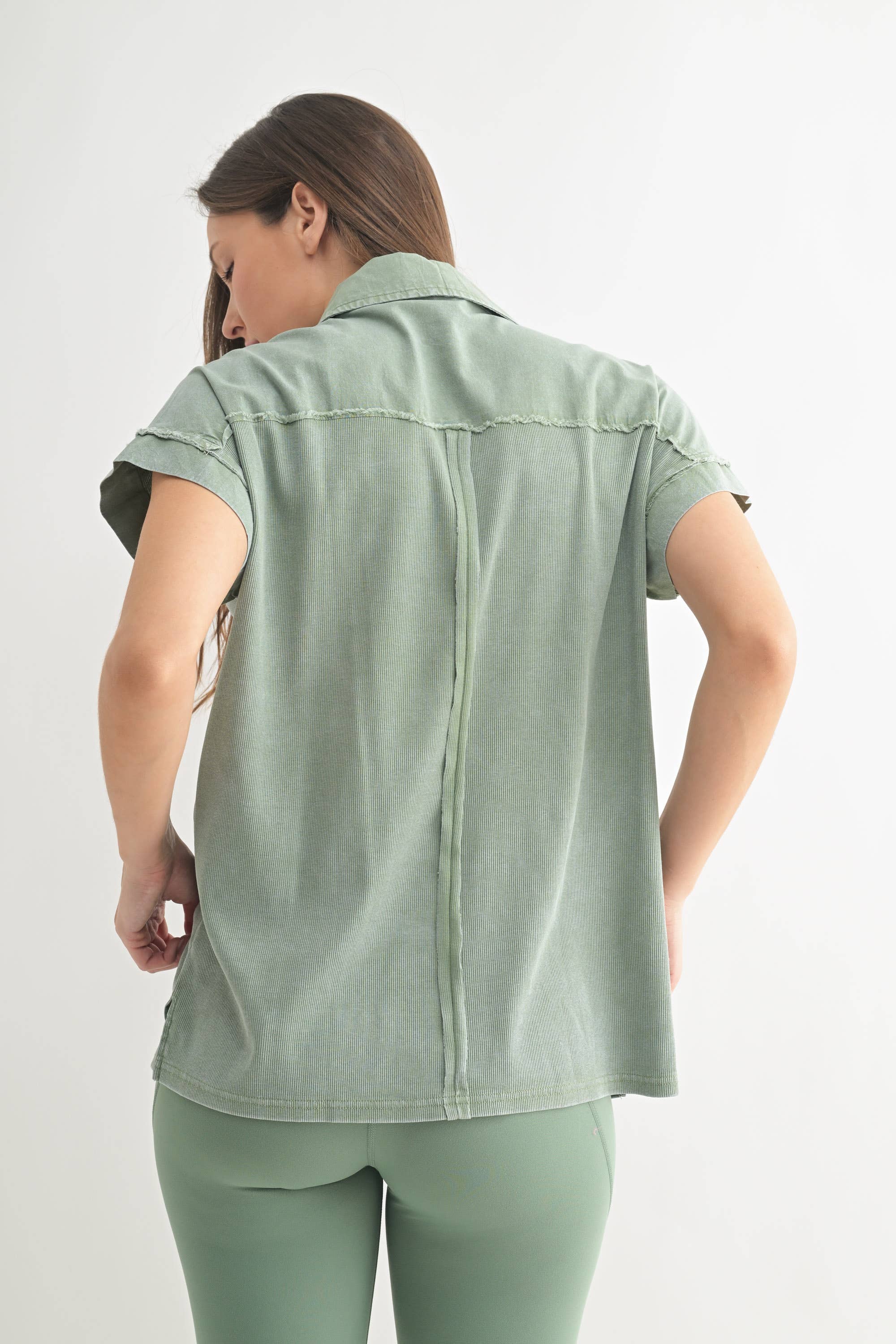 Mono B - Wholesale T-Shirt - Women's - Mineral Wash Half Button Tee6