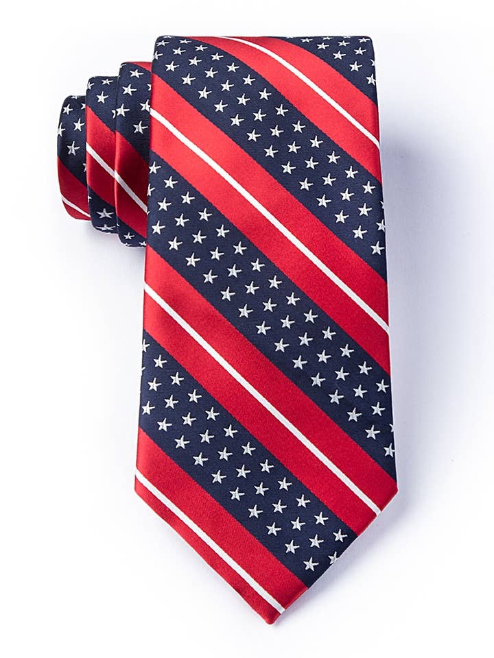 Frihed Stripe Ekstra Lang Slips Af Vilde Slips - Rød Microfiber for engroshandel hos Wild Ties