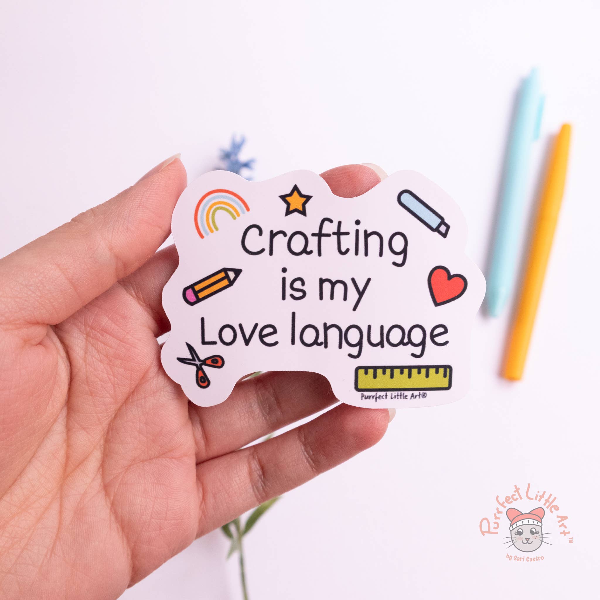 Purrfect Little Art - Wholesale Sticker - Crafting is My Love Language Sticker | Craft Lover1