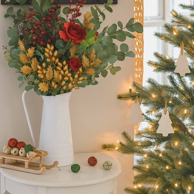 Factory Direct Craft - Wholesale Artificial Flowers - 20" Gold Sparkling Holly Berry Spray3