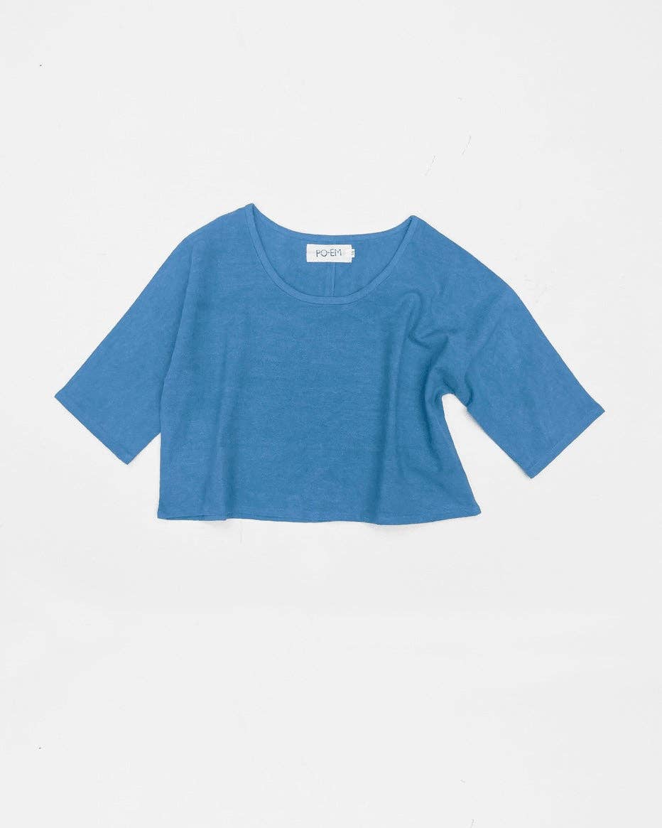 PO-EM – Großhandel Bluse – Damen – Die Maker Top Bluse aus handgewebter indigoblauer Baumwolle0