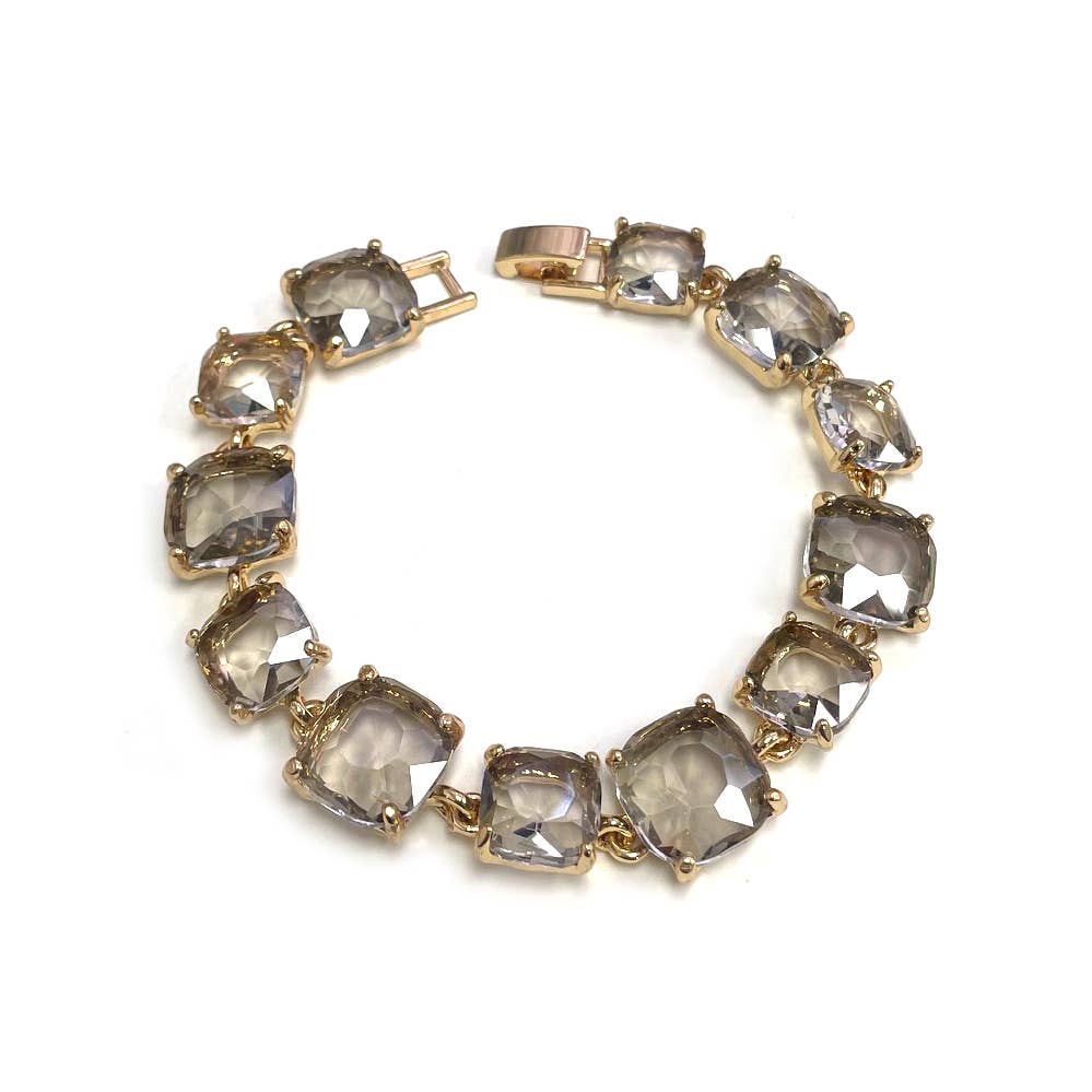 StarryNYC - Wholesale Link & Chain Bracelet - Cushion Cut Glass Crystal Linked Station Bracelet3