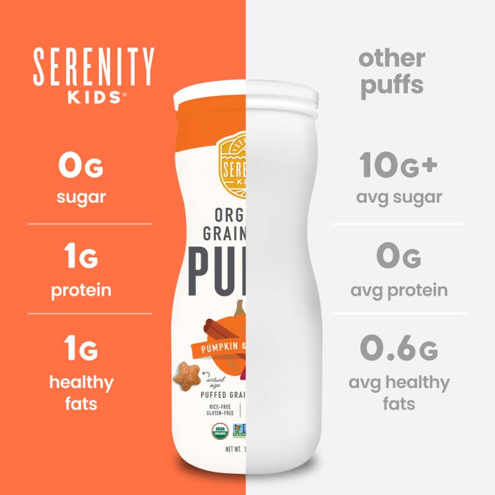 Serenity Kids - Wholesale Puffed Snack - Pumpkin & Cinnamon Organic Grain Free Puffs (6 Cans)7