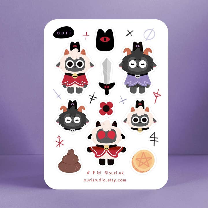 Sød Lam Gede Klistermærkeark – Glansfulde Vinyl Klistermærker for engroshandel hos Ouri Studio