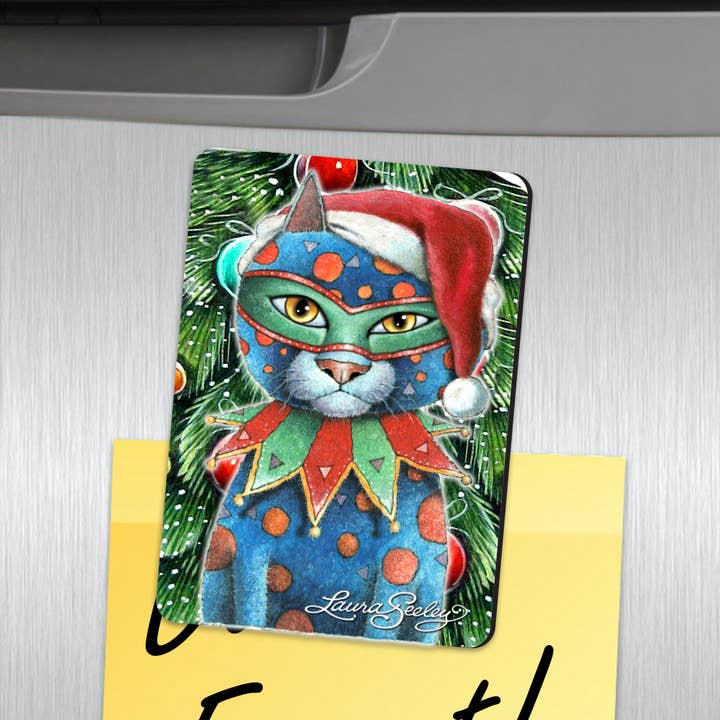 Designocracy - Wholesale Magnet - Mardi Gras Cat Refrigerator Wooden Magnets