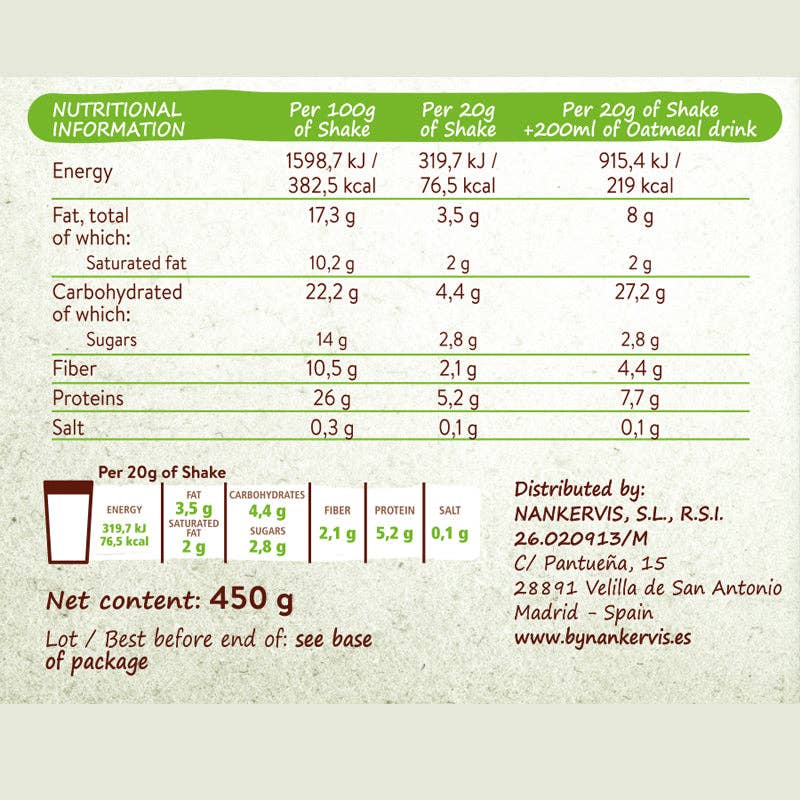 Nankervis - Wholesale Powdered Health Drink - Vegan drink Chocolate with oats and rice protein 450g2