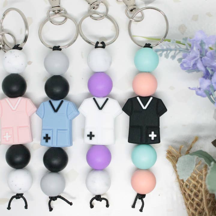 Scrub Silicone Beaded Keychain for wholesale by Kaysticks.co