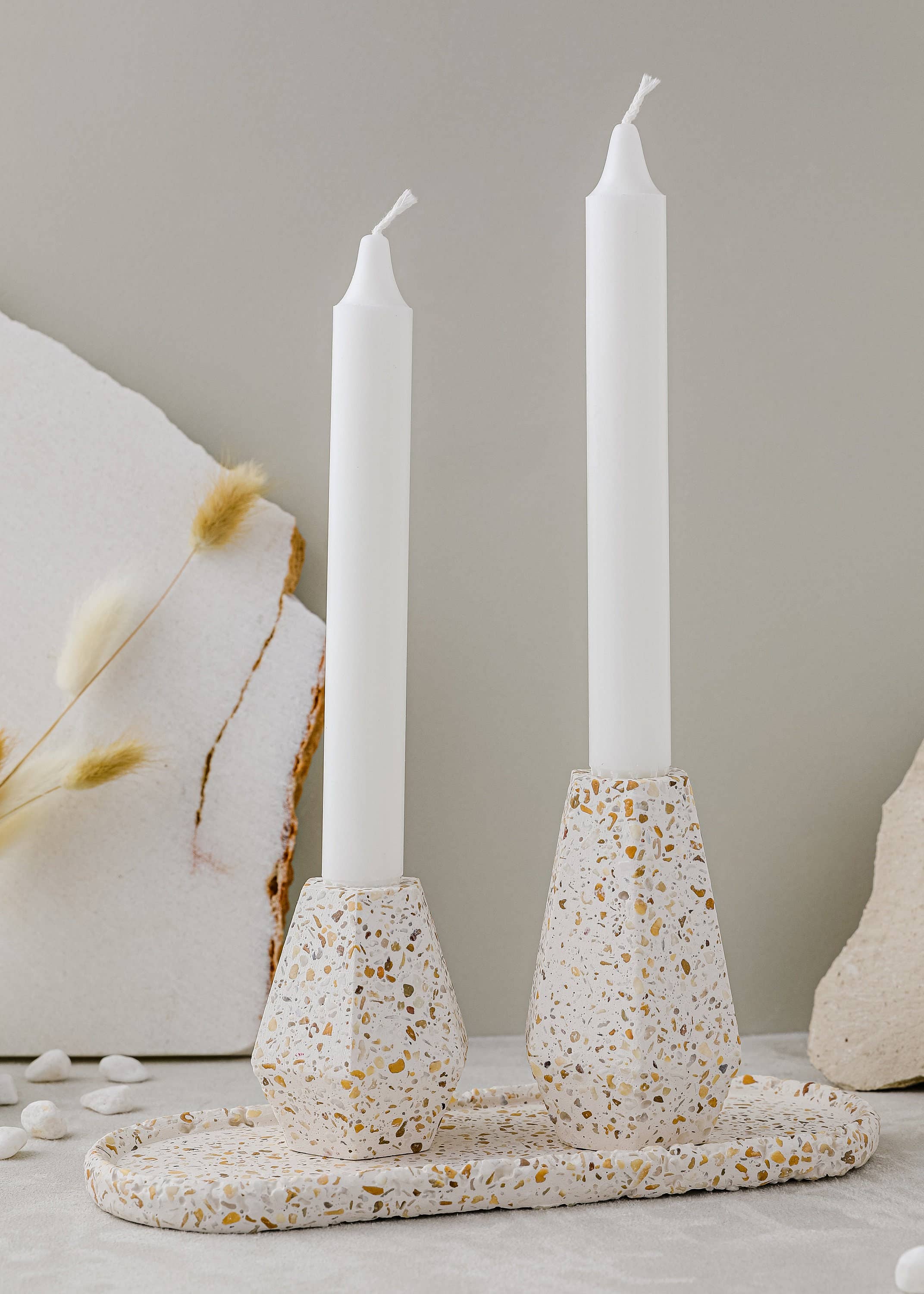 Nema Concept - Wholesale Candle Holder - Terrazzo Candlestick Holders | Sea Pebble Collection | Decor3