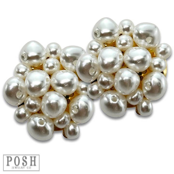 Gold Pearl cluster post earring for wholesale on Faire2