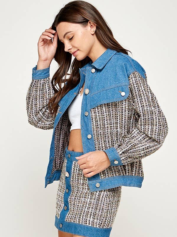 TWEED DENIM HYBRID JACKET S5810 for wholesale by Signature 8