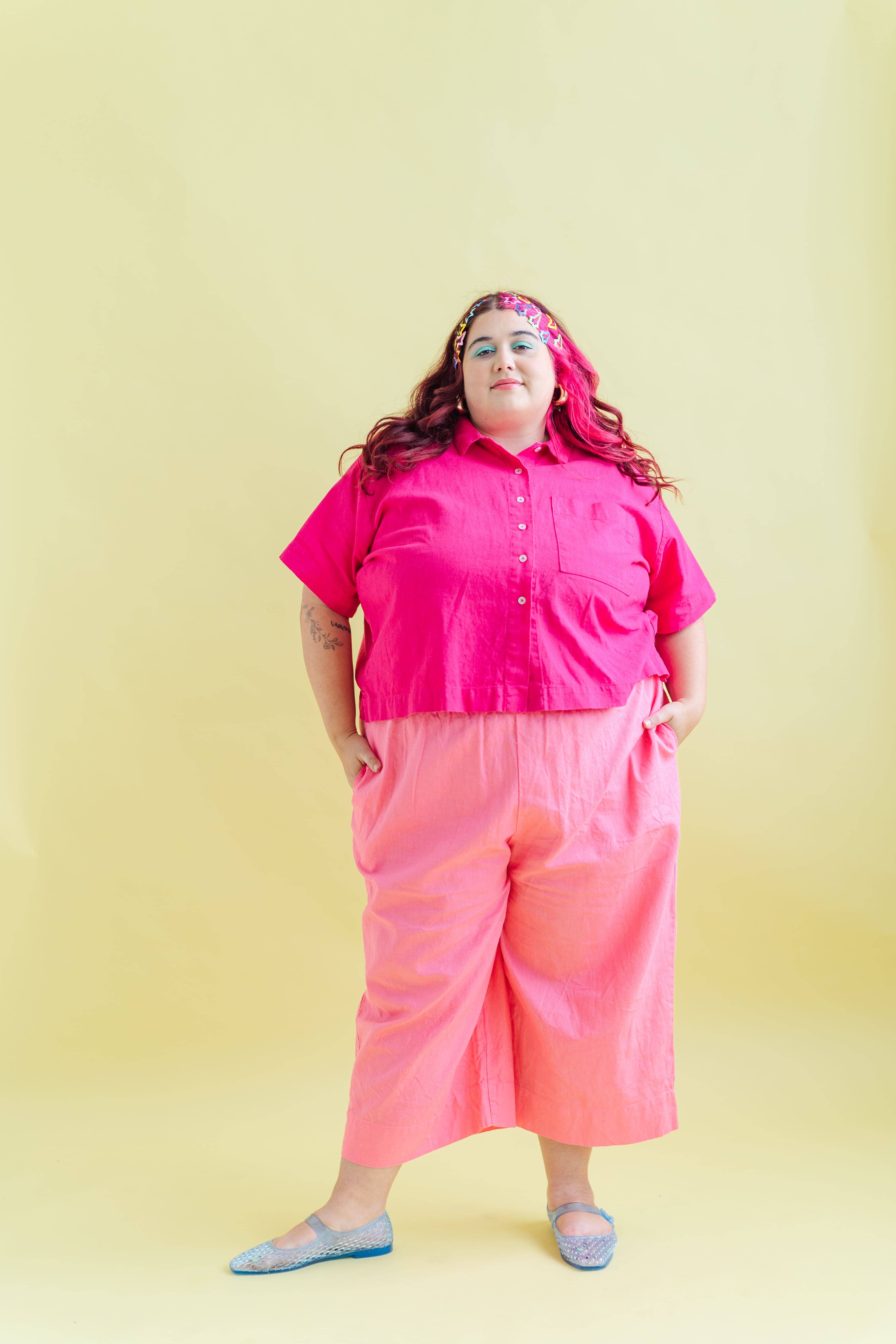 Nettle Studios - Wholesale Pants - Women's - Size Inclusive Plus Size Wide Leg Pant Bubblegum Pink Linen33