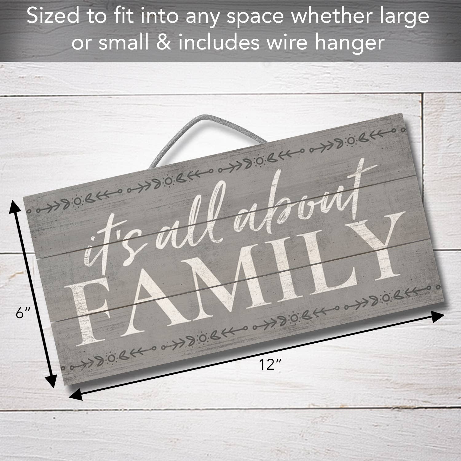 CounterArt/Highland Home/Thirstystone – Großhandel Schilder – Holzschild „All About Family“ aus Lattenholz, 30,5 x 15,2 cm6