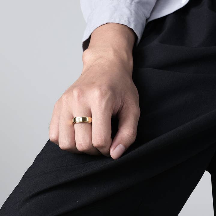 Perimade & Co. LLC - Wholesale Band/Stacked Ring - Cross Anxiety Fidget Spinner Band Ring in Stainless Steel7