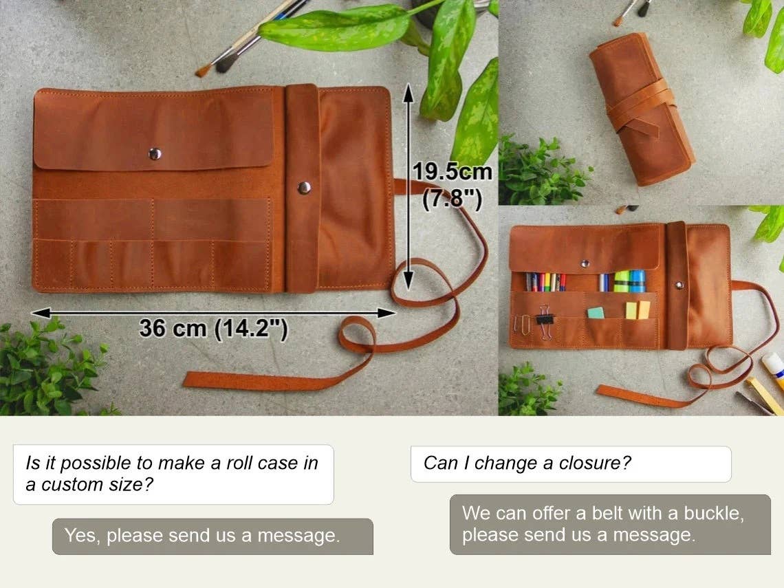 Pikore – wholesale Pencil case/pouch – Artist roll up, Leather pencil roll, Pen roll case6