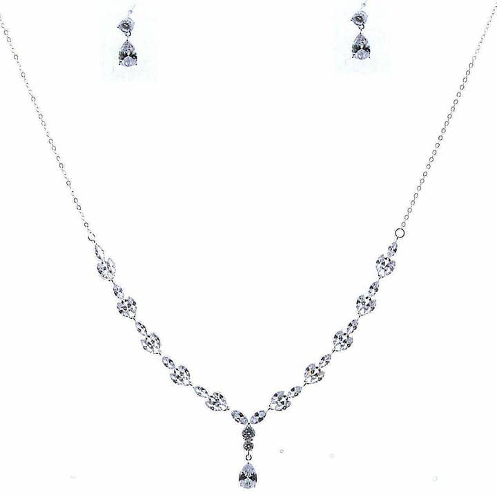 Connected Floral Leaves CZ Set for wholesale by Diacly