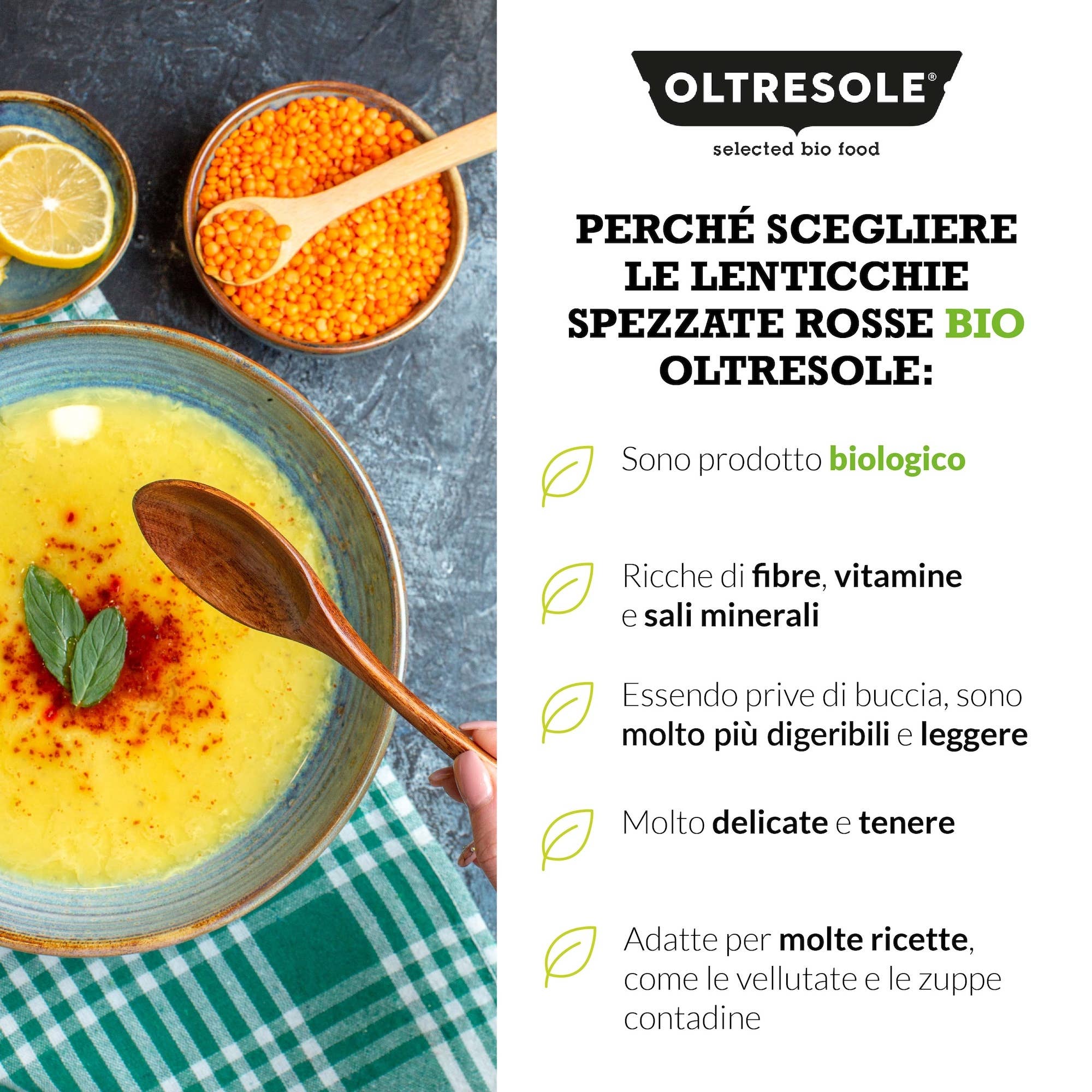 Oltresole – wholesale Beans – ORGANIC RED LENTILS 1 Kg10