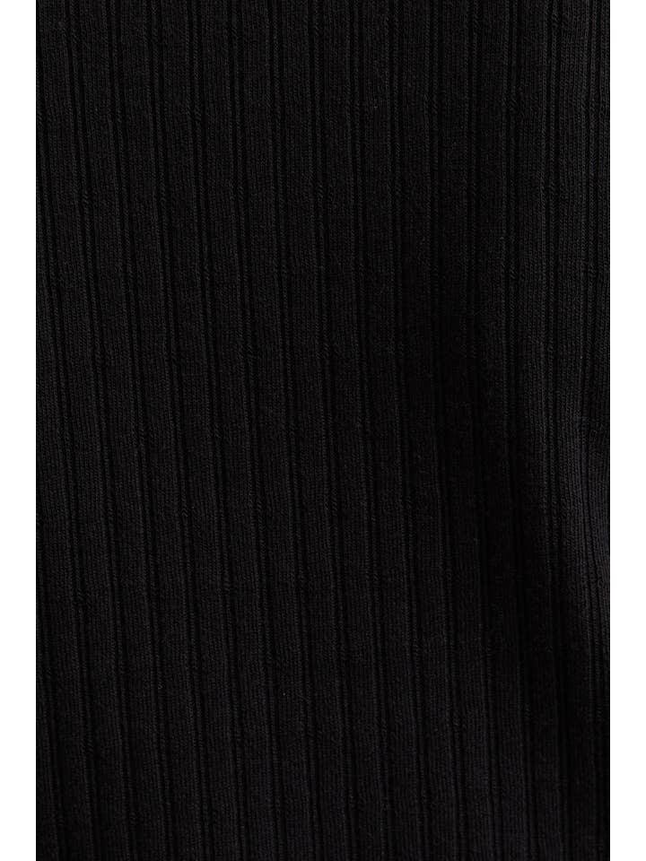 Black V-NECK FRONT TIE LONG SLEEVE TOP for wholesale on Faire5
