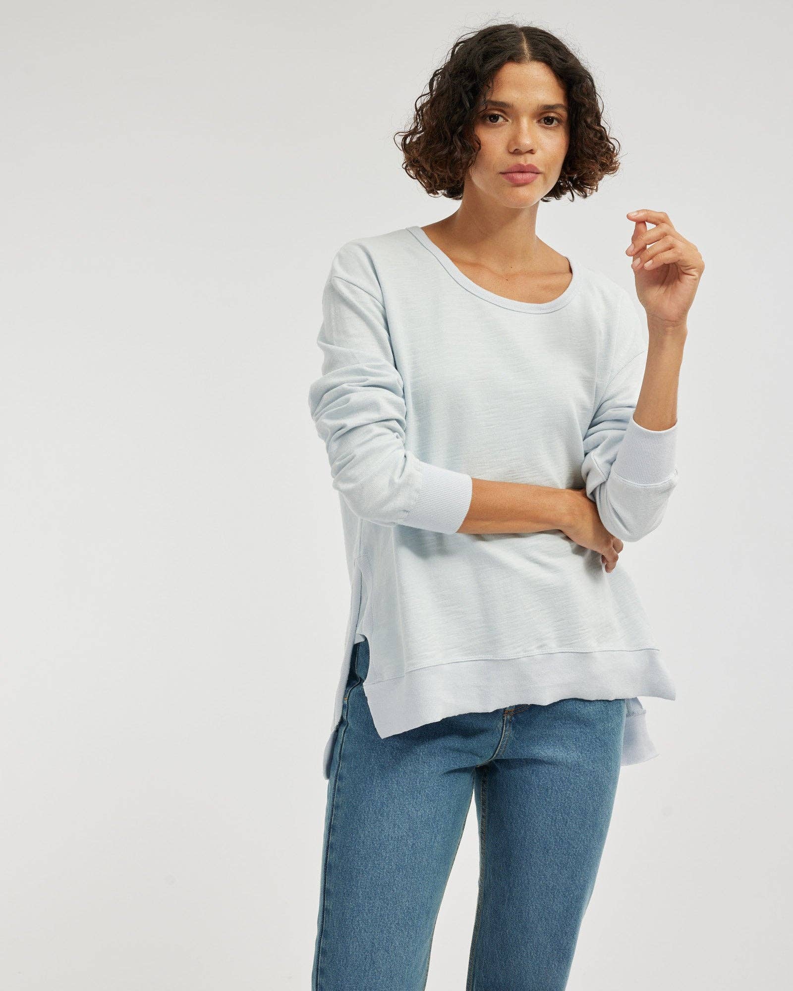 Demi Longline Sweater - Ice Blue for wholesale on Faire