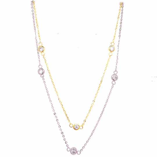 Mali Beads – Großhandel Kette mit Anhänger/Charm – CZ Diamant Station Halskette – Zarter vergoldeter Schichtschmuck1