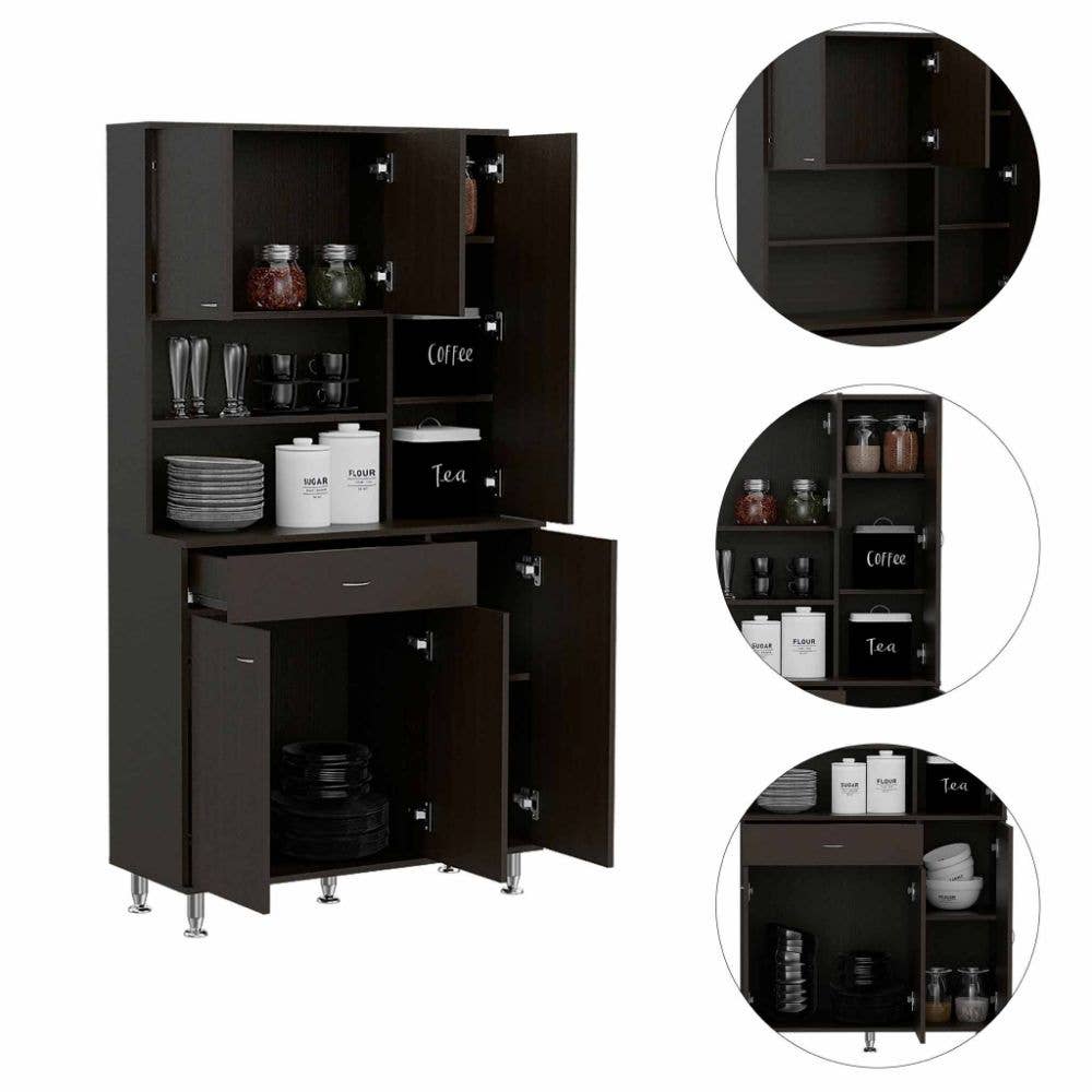 Treevol Furniture - Wholesale Cabinet - Piacenza Kitchen Pantry, Black Wengue Finish2